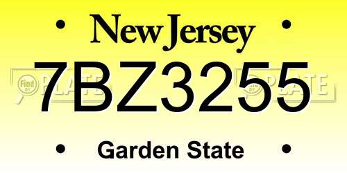 7BZ3255 New Jersey License Plate