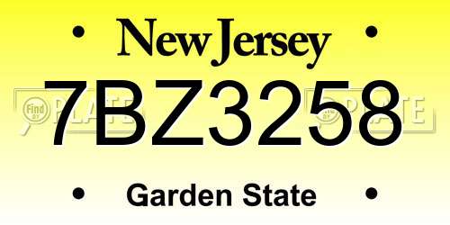 7BZ3258 New Jersey License Plate