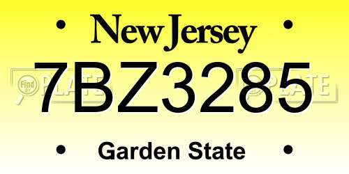 7BZ3285 New Jersey License Plate