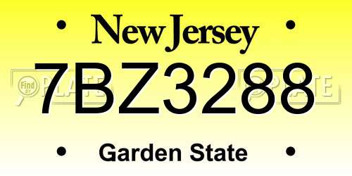 7BZ3288 New Jersey License Plate