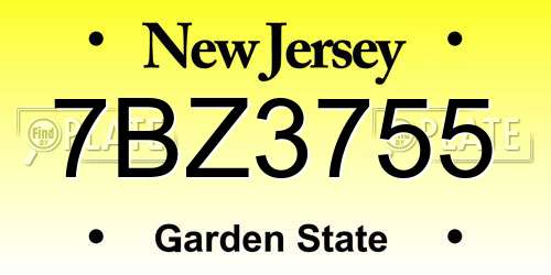 7BZ3755 New Jersey License Plate