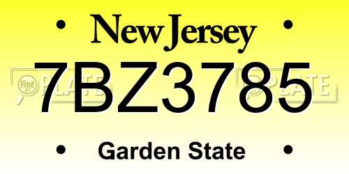 7BZ3785 New Jersey License Plate
