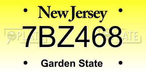 7BZ468 New Jersey License Plate