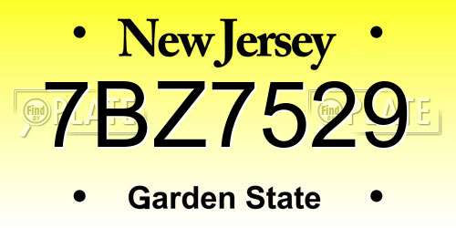 7BZ7529 New Jersey License Plate