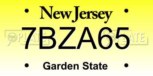 7BZA65 New Jersey License Plate