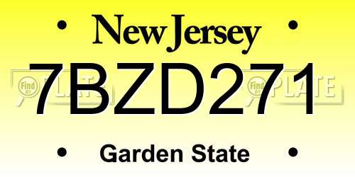 7BZD271 New Jersey License Plate