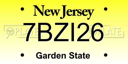 7BZI26 New Jersey License Plate
