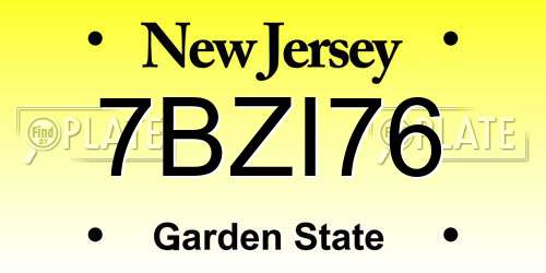 7BZI76 New Jersey License Plate