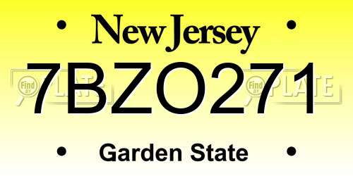 7BZO271 New Jersey License Plate