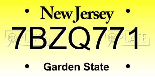 7BZQ771 New Jersey License Plate