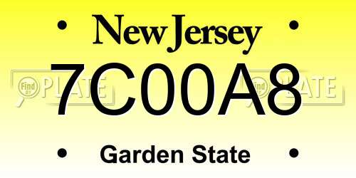 7C00A8 New Jersey License Plate