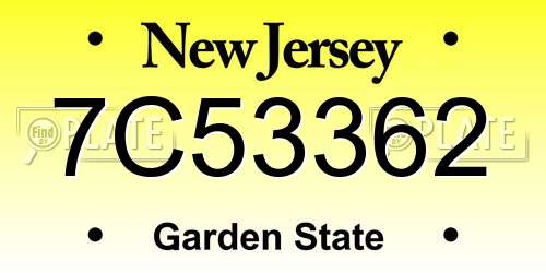 7C53362 New Jersey License Plate