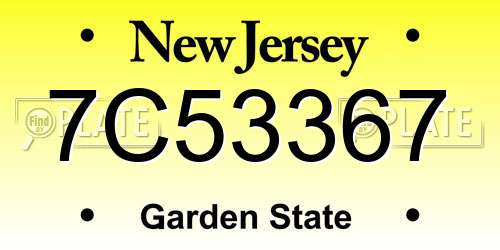 7C53367 New Jersey License Plate