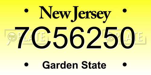 7C56250 New Jersey License Plate