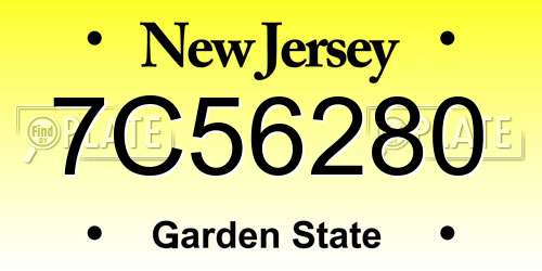 7C56280 New Jersey License Plate