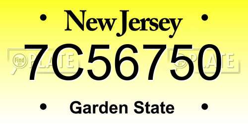 7C56750 New Jersey License Plate