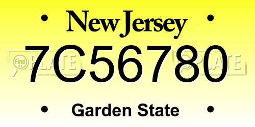 7C56780 New Jersey License Plate