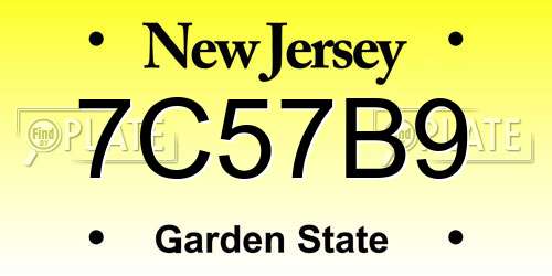 7C57B9 New Jersey License Plate