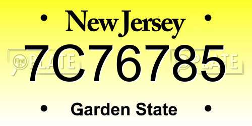 7C76785 New Jersey License Plate