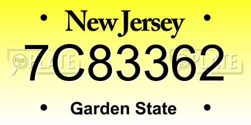 7C83362 New Jersey License Plate