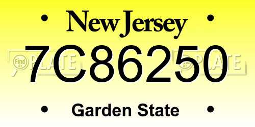7C86250 New Jersey License Plate