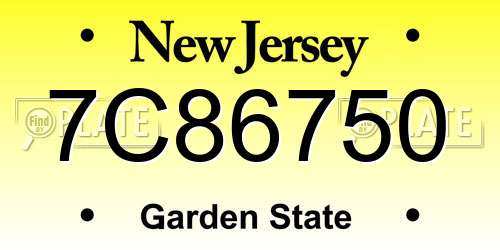 7C86750 New Jersey License Plate