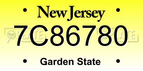 7C86780 New Jersey License Plate