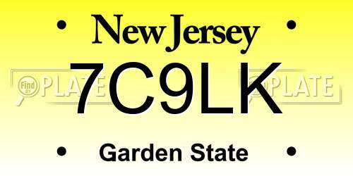 7C9LK New Jersey License Plate
