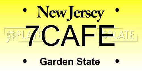 7CAFE New Jersey License Plate