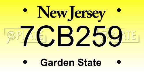 7CB259 New Jersey License Plate