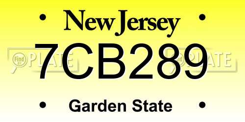 7CB289 New Jersey License Plate