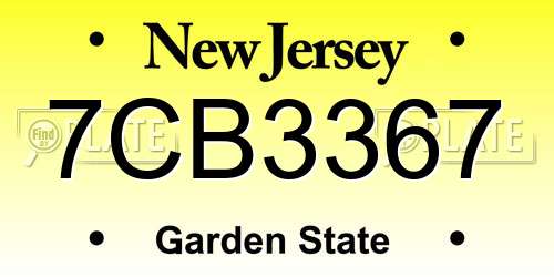7CB3367 New Jersey License Plate