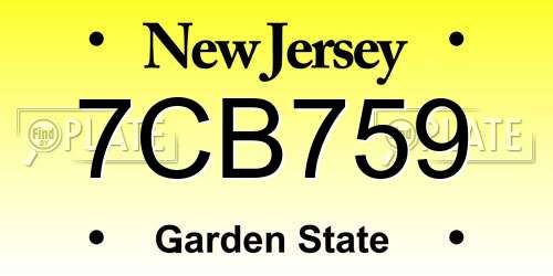 7CB759 New Jersey License Plate
