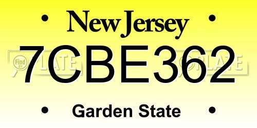 7CBE362 New Jersey License Plate