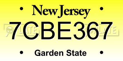7CBE367 New Jersey License Plate