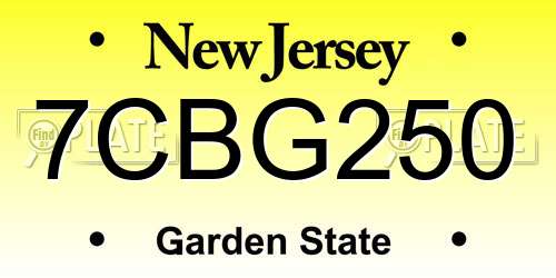 7CBG250 New Jersey License Plate