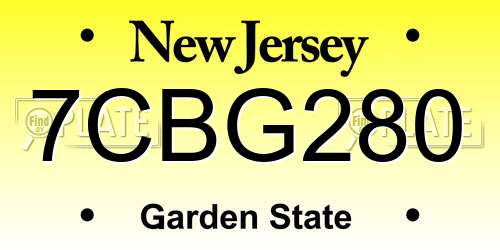 7CBG280 New Jersey License Plate