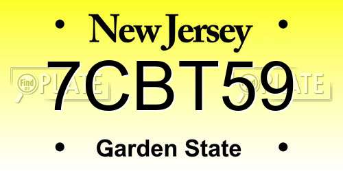 7CBT59 New Jersey License Plate