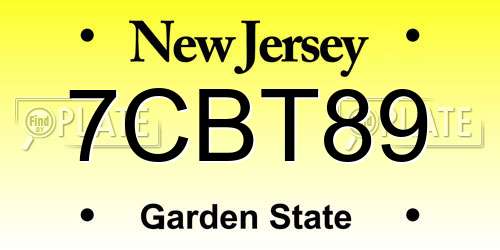 7CBT89 New Jersey License Plate