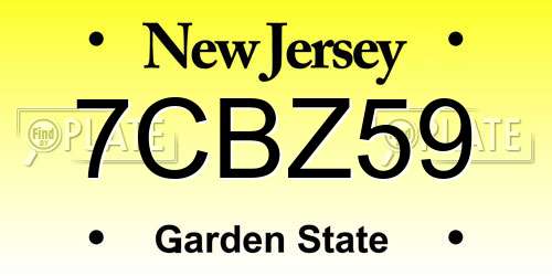 7CBZ59 New Jersey License Plate