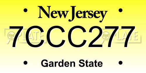 7CCC277 New Jersey License Plate