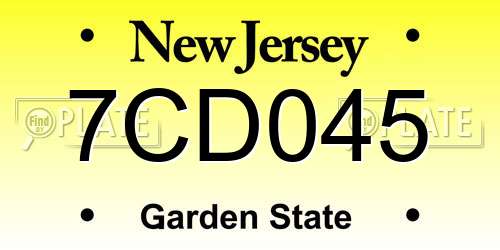 7CD045 New Jersey License Plate