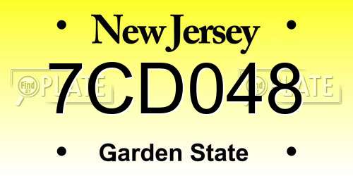 7CD048 New Jersey License Plate