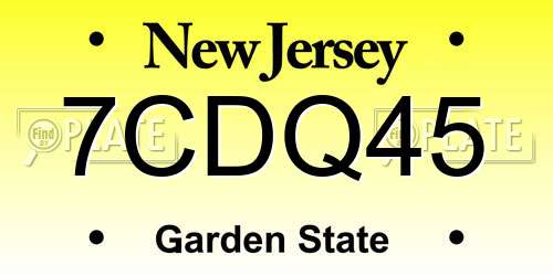 7CDQ45 New Jersey License Plate