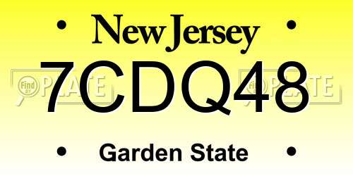 7CDQ48 New Jersey License Plate