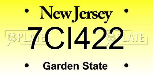 7CI422 New Jersey License Plate