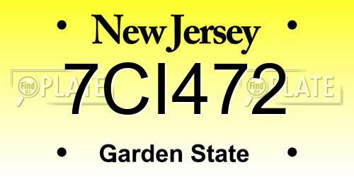 7CI472 New Jersey License Plate
