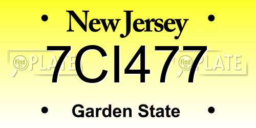 7CI477 New Jersey License Plate