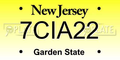 7CIA22 New Jersey License Plate