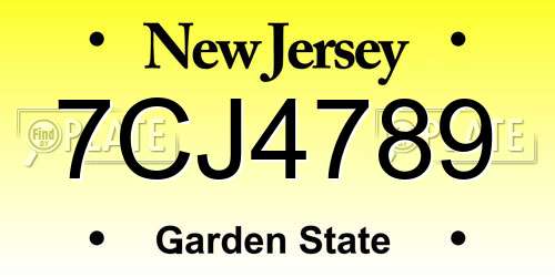 7CJ4789 New Jersey License Plate